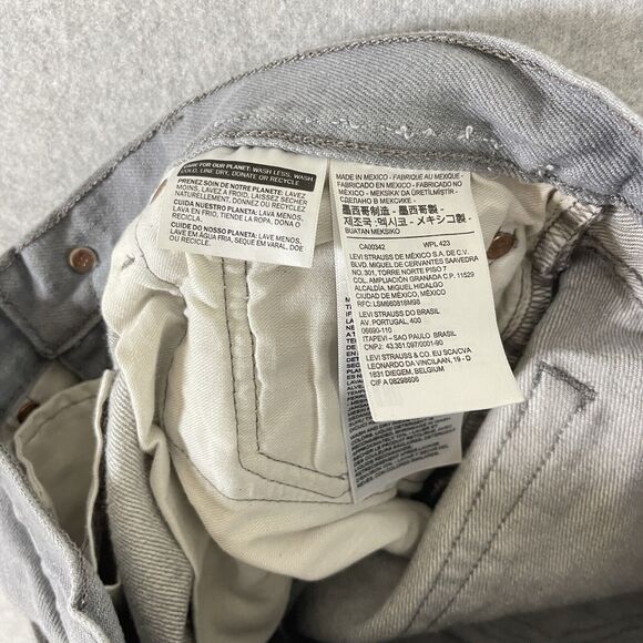 Levis 501 Jeans Mens 34x32 (30x28) Gray Button Fly Straight Stone Wash Rugged - Picture 7 of 15